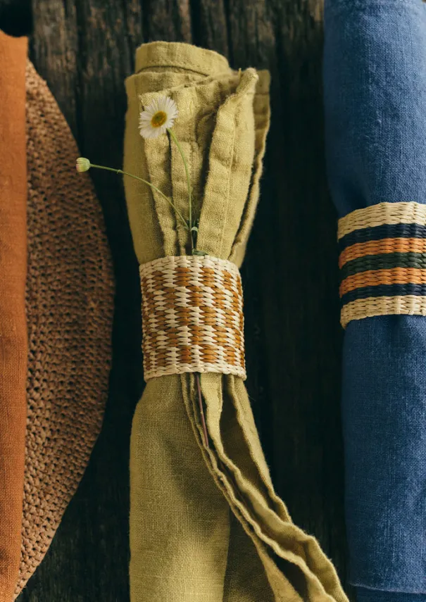 Clearance Hand Woven Iraca Napkin Rings Textiles|Kitchen
