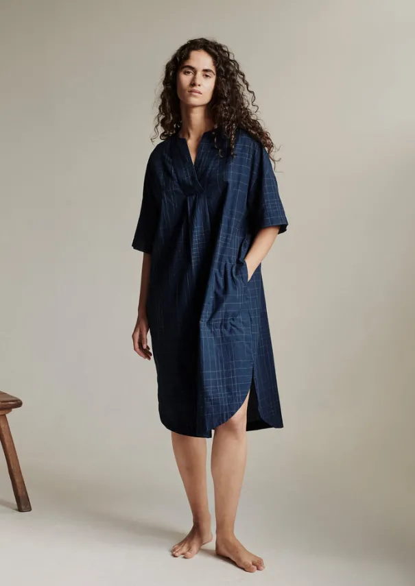 Online Hand Woven Sketched Check Nightdress Women Nightwear|Loungewear