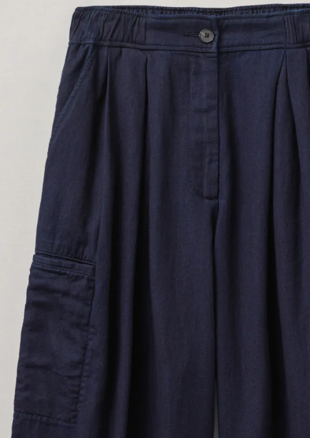 Cotton Twill Wide Leg Trousers Women Trousers