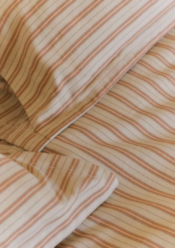 New Ines Flannel Stripe Cotton Oxford Pillowcase Set Textiles|Bed Linen