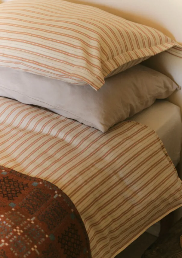 New Ines Flannel Stripe Cotton Oxford Pillowcase Set Textiles|Bed Linen