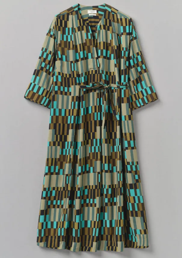 Outlet Irregular Check Print Tie Front Dress Women Dresses