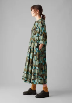 Outlet Irregular Check Print Tie Front Dress Women Dresses