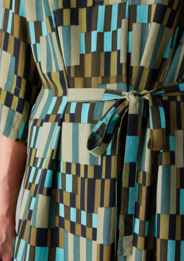 Outlet Irregular Check Print Tie Front Dress Women Dresses