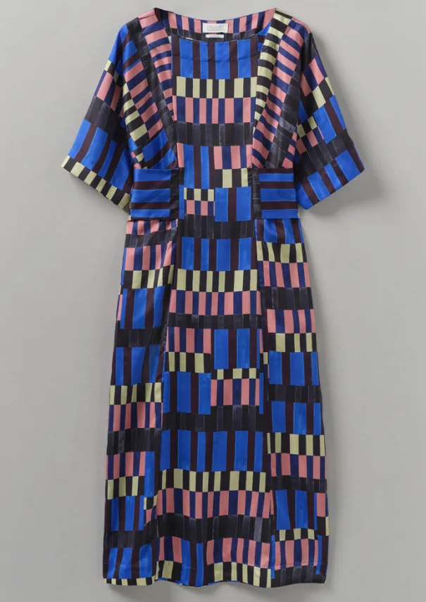 New Isobel Harvey Tie Waist Check Print Dress Women Dresses