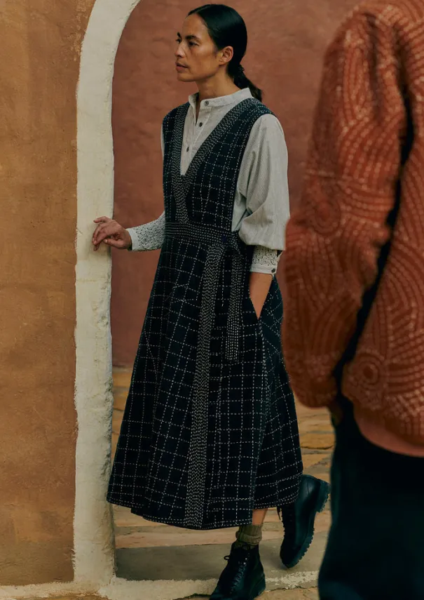 Outlet Kantha Stitched Wrap Pinafore Dress Women Dresses
