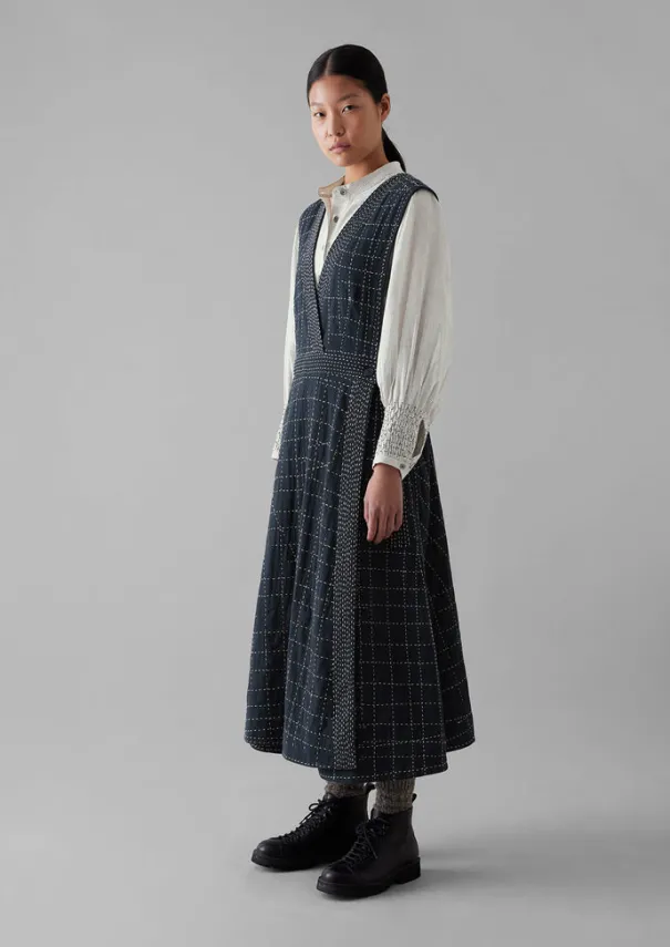 Outlet Kantha Stitched Wrap Pinafore Dress Women Dresses