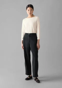 Sale Kathe Flat Front Cotton Twill Trousers Women Trousers