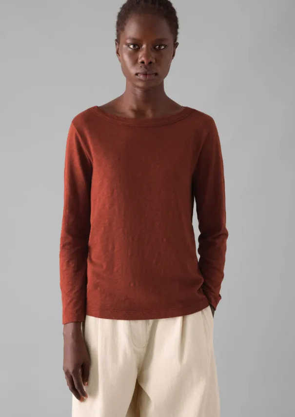 Sale Lia Garment Dyed Boat Neck Tee Women Jersey|Tops & Tees
