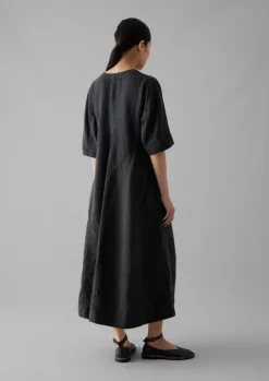 Hot Lyocell Linen Herringbone Panel Dress Women Linen|Dresses