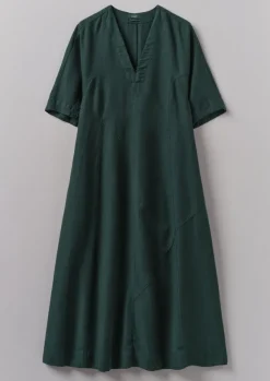 Clearance Lyocell Linen Herringbone Panel Dress Women Linen|Dresses