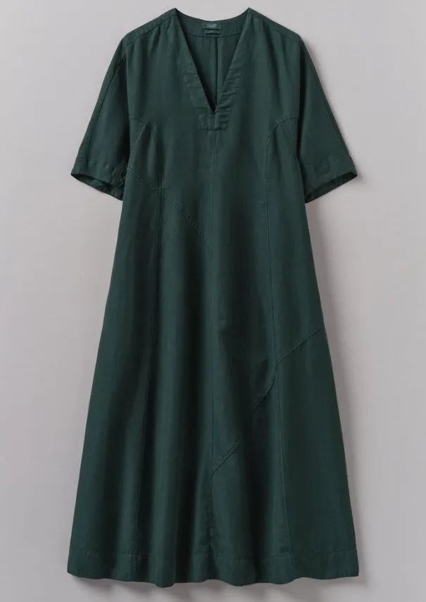 Clearance Lyocell Linen Herringbone Panel Dress Women Linen|Dresses