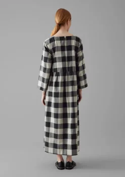 Best Macro Gingham Cotton Cashmere Dress Women Cashmere|Loungewear