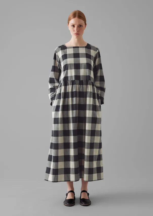 Best Macro Gingham Cotton Cashmere Dress Women Cashmere|Loungewear