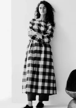 Best Macro Gingham Cotton Cashmere Dress Women Cashmere|Loungewear