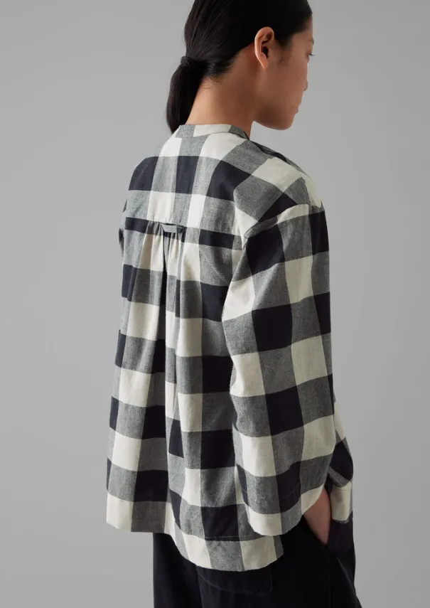 Clearance Macro Gingham Cotton Cashmere Shirt Women Cashmere|Loungewear