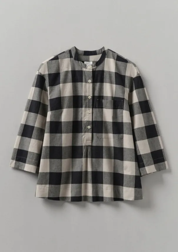 Clearance Macro Gingham Cotton Cashmere Shirt Women Cashmere|Loungewear