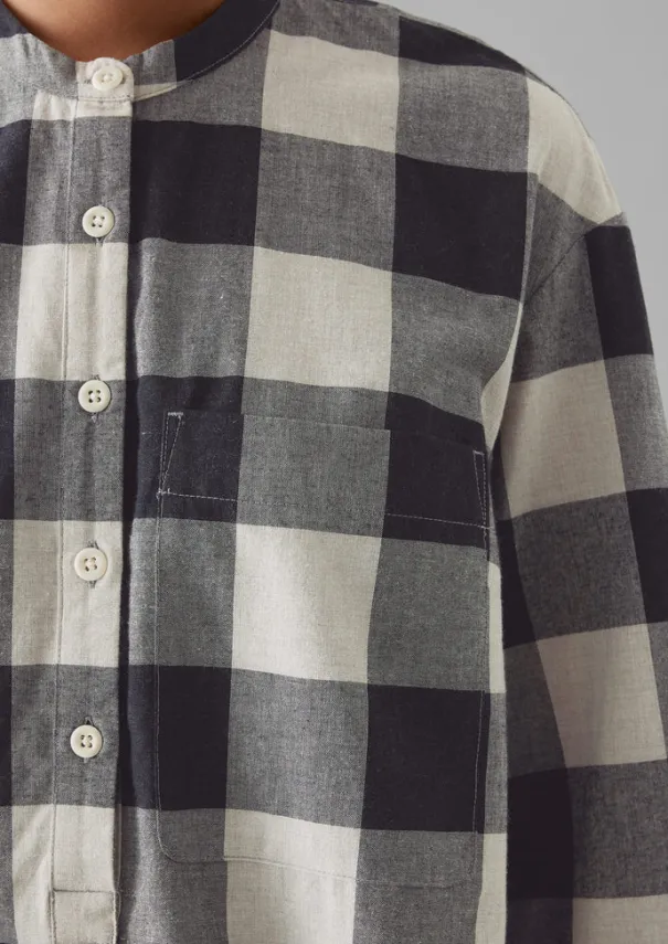 Clearance Macro Gingham Cotton Cashmere Shirt Women Cashmere|Loungewear