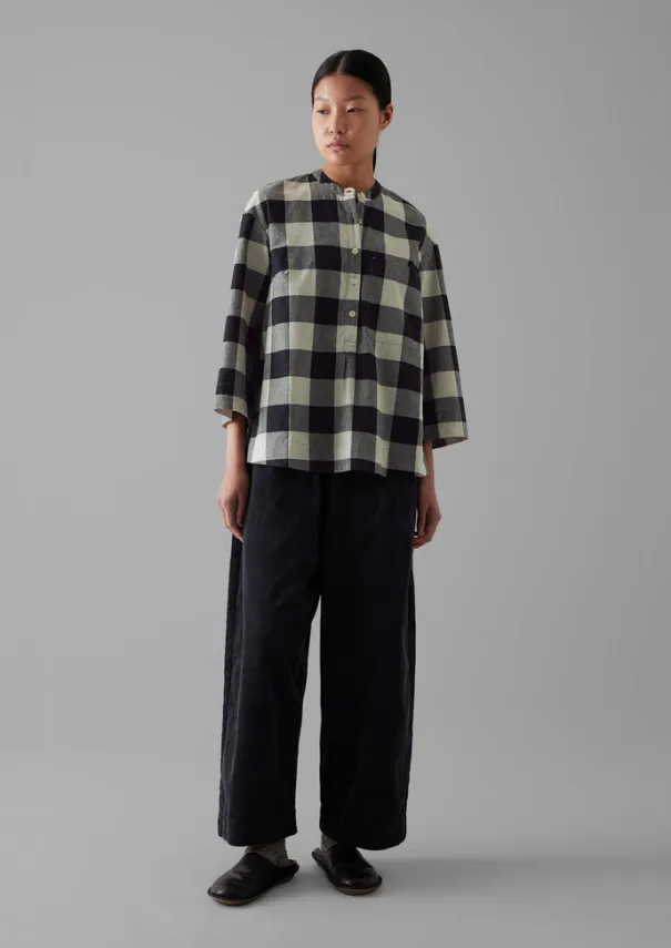 Clearance Macro Gingham Cotton Cashmere Shirt Women Cashmere|Loungewear