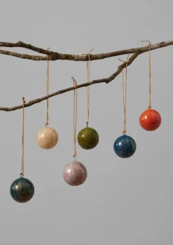 Online Mini Hand Marbled Bauble Set Christmas Decorations