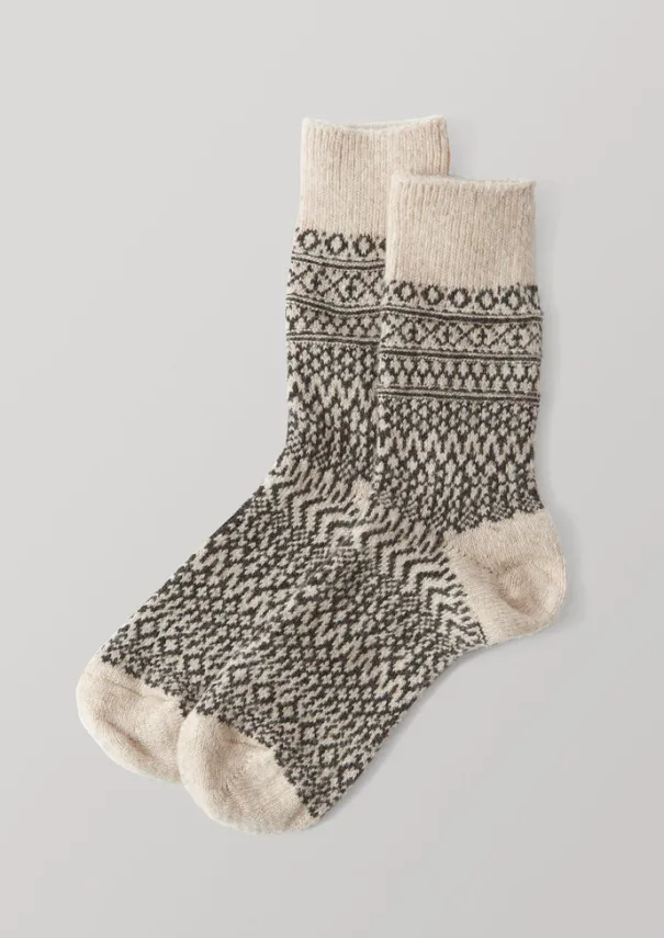 Best Nishiguchi Kutsushita Wool Jacquard Socks Women Socks & Tights