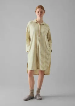 Hot Nova Stripe Flannel Nightshirt Women Nightwear