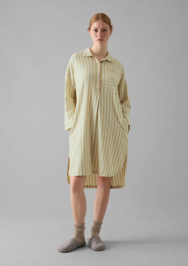 Hot Nova Stripe Flannel Nightshirt Women Nightwear