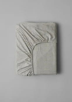 New Organic Cotton Ticking Stripe Fitted Sheet Textiles|Bed Linen