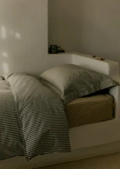 Sale Organic Cotton Ticking Stripe Fitted Sheet Textiles|Bed Linen