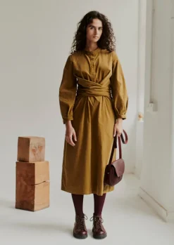 Hot Organic Needlecord Wrap Dress Women Cord|Dresses