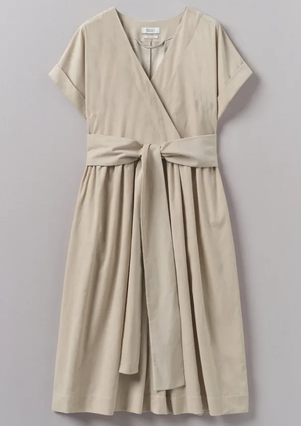 New Organic Needlecord Wrap Front Dress Women Cord|Dresses