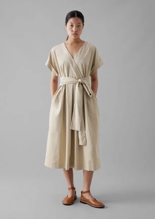 New Organic Needlecord Wrap Front Dress Women Cord|Dresses