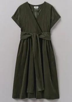 Outlet Organic Needlecord Wrap Front Dress Women Cord|Dresses