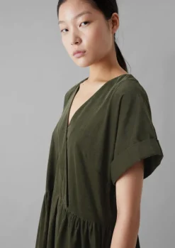 Outlet Organic Needlecord Wrap Front Dress Women Cord|Dresses