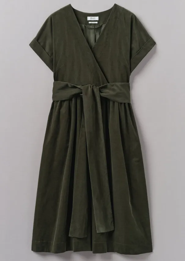Outlet Organic Needlecord Wrap Front Dress Women Cord|Dresses