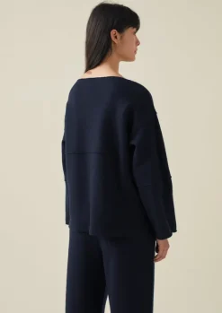 Clearance Panelled Boiled Wool Sweater Women Knitwear