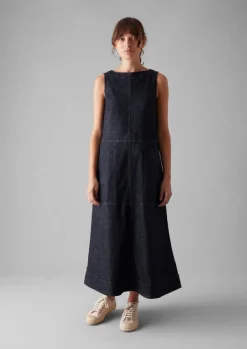 Sale Panelled Organic Denim Dress Women Denim|Workwear