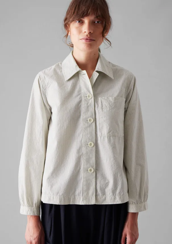 Sale Patch Pocket Stripe Organic Cotton Shirt Women Shirts|Tops & Tees