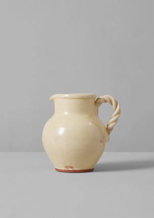 New Poterie Barbotine Twisted Handle Pitcher Ceramics
