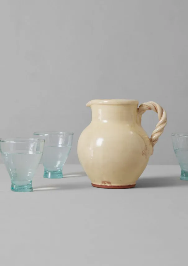 New Poterie Barbotine Twisted Handle Pitcher Ceramics