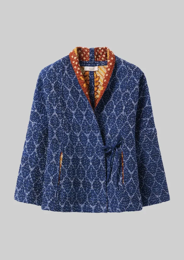 Hot Repurposed Ikat Kantha Jacket Women Gowns|Nightwear
