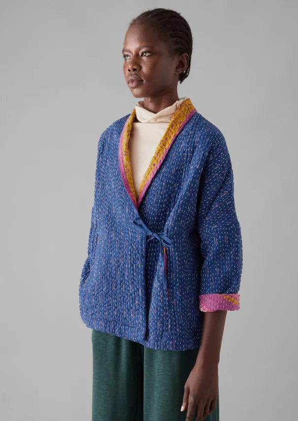 Hot Repurposed Ikat Kantha Jacket Women Gowns|Nightwear