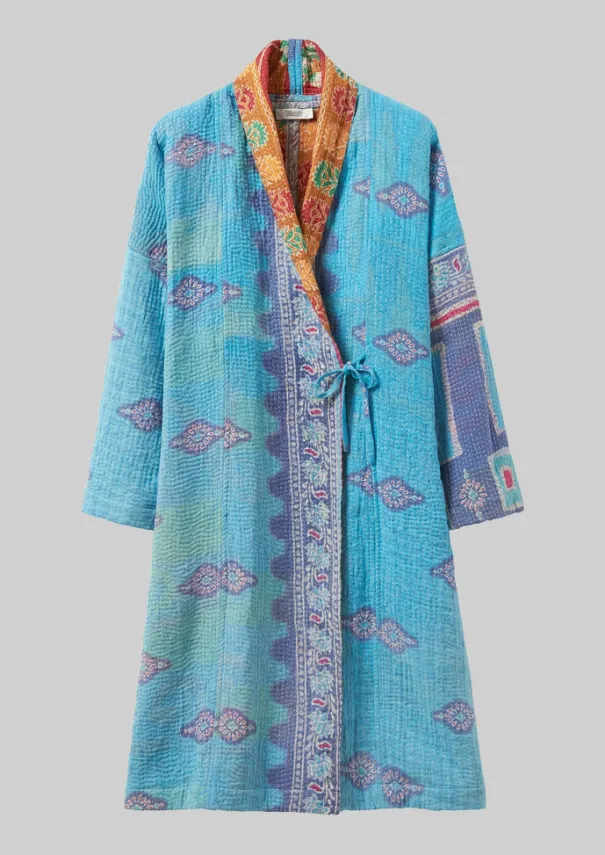 Clearance Repurposed Kantha Coat Women Gowns|Nightwear
