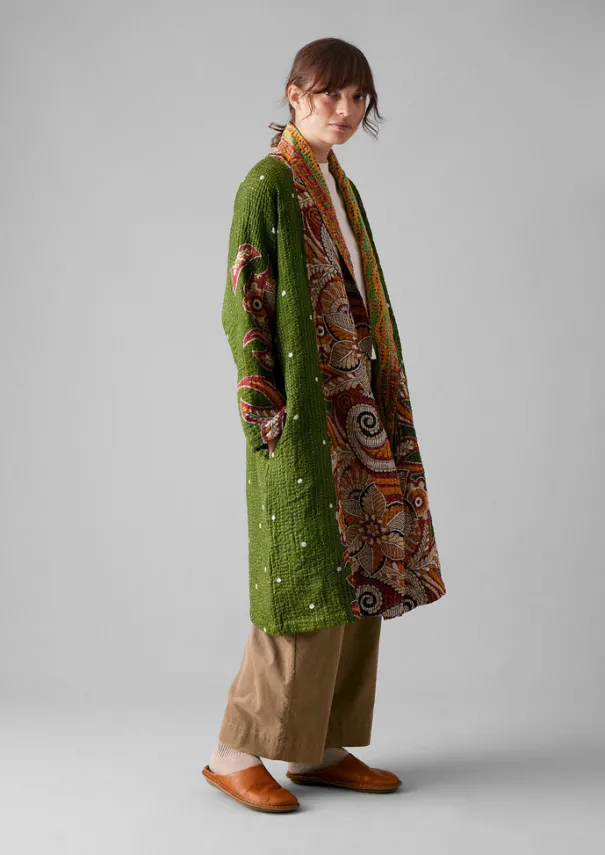 Outlet Repurposed Kantha Coat Women Gowns|Nightwear
