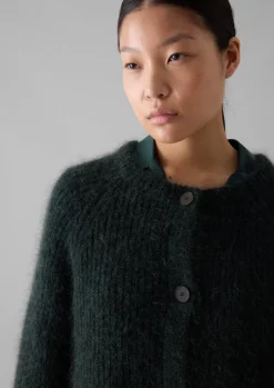 Outlet Ribbed Mohair Blend Cardigan Women Knitwear