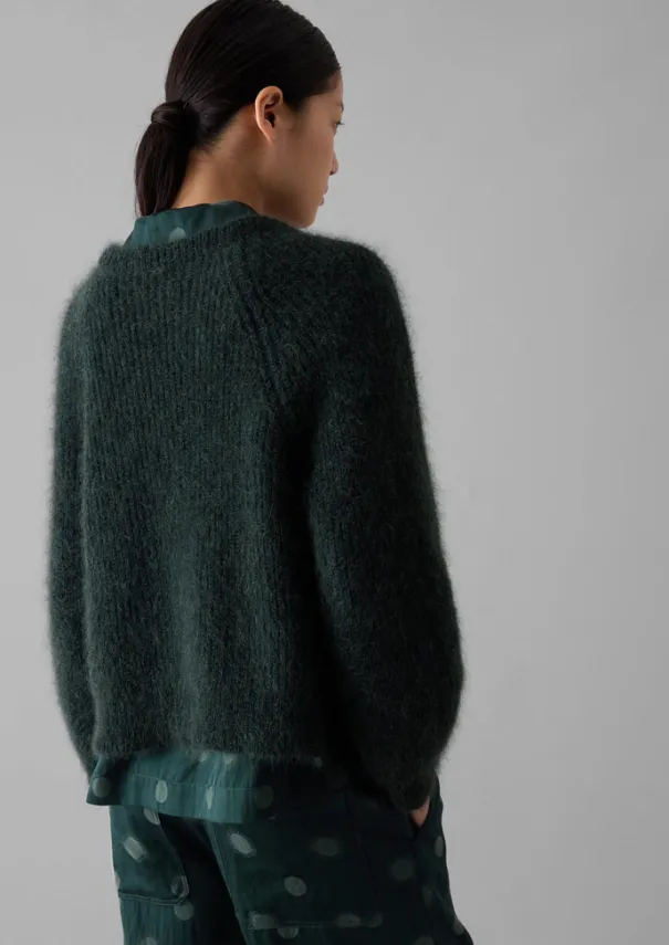 Outlet Ribbed Mohair Blend Cardigan Women Knitwear