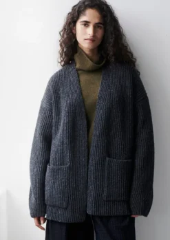 New Ribbed Wool Knitted Cardigan Women Knitwear