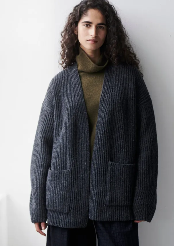 New Ribbed Wool Knitted Cardigan Women Knitwear