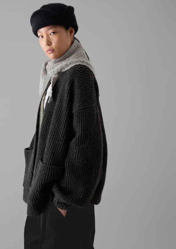 New Ribbed Wool Knitted Cardigan Women Knitwear