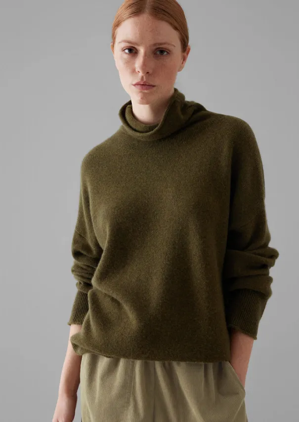 Roll Neck Wool Cashmere Sweater Women Cashmere|Loungewear
